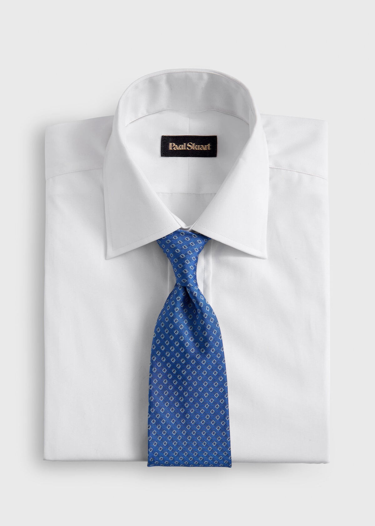 Silk Micro Square Print Tie Light Blue - Paul Stuart