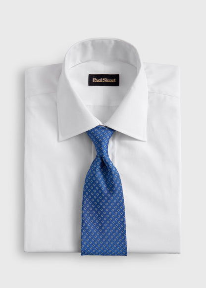 Silk Micro Square Print Tie Light Blue - Paul Stuart