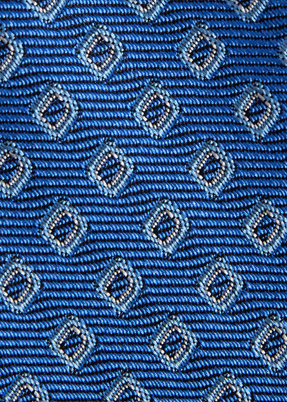 Silk Micro Square Print Tie Light Blue - Paul Stuart