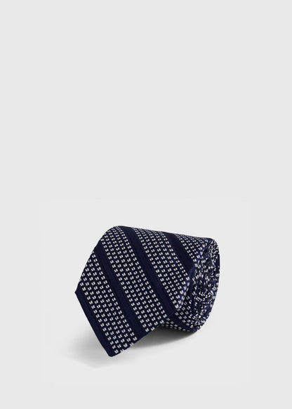 Silk Grenadine Stripe Tie Navy - Paul Stuart