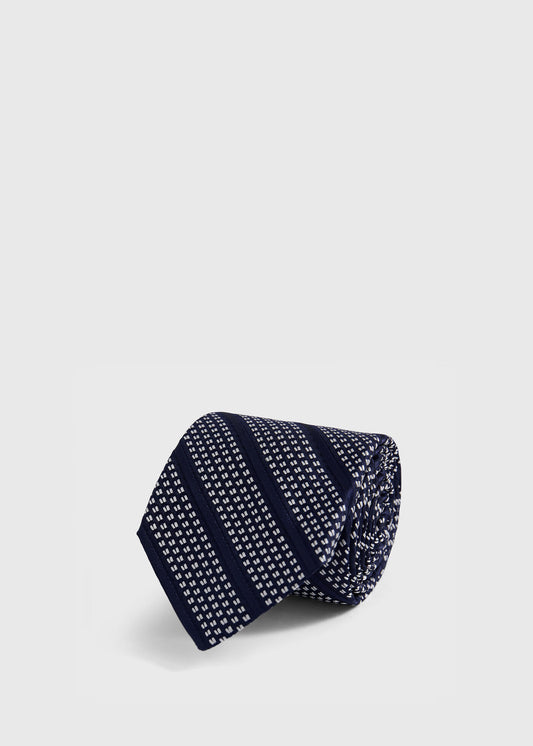 Silk Grenadine Stripe Tie Navy - Paul Stuart