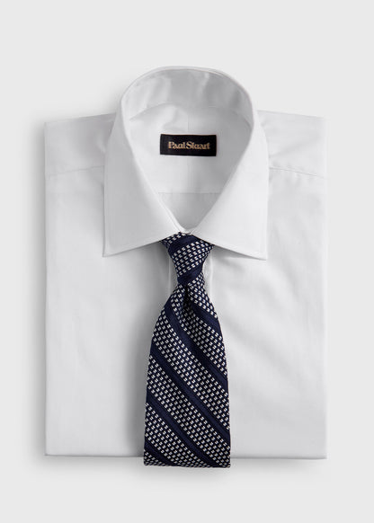 Silk Grenadine Stripe Tie Navy - Paul Stuart