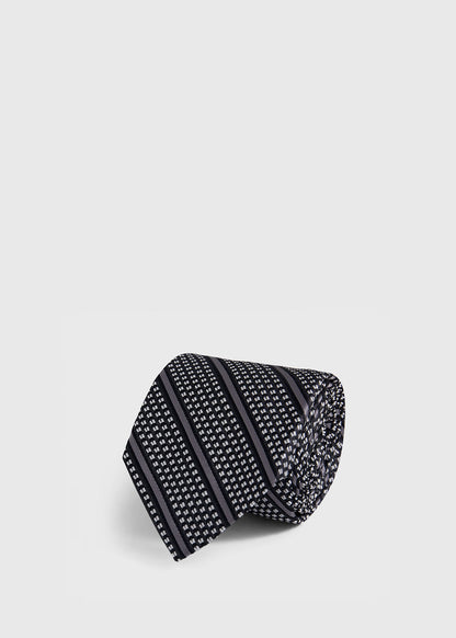 Silk Grenadine Stripe Tie Navy - Paul Stuart