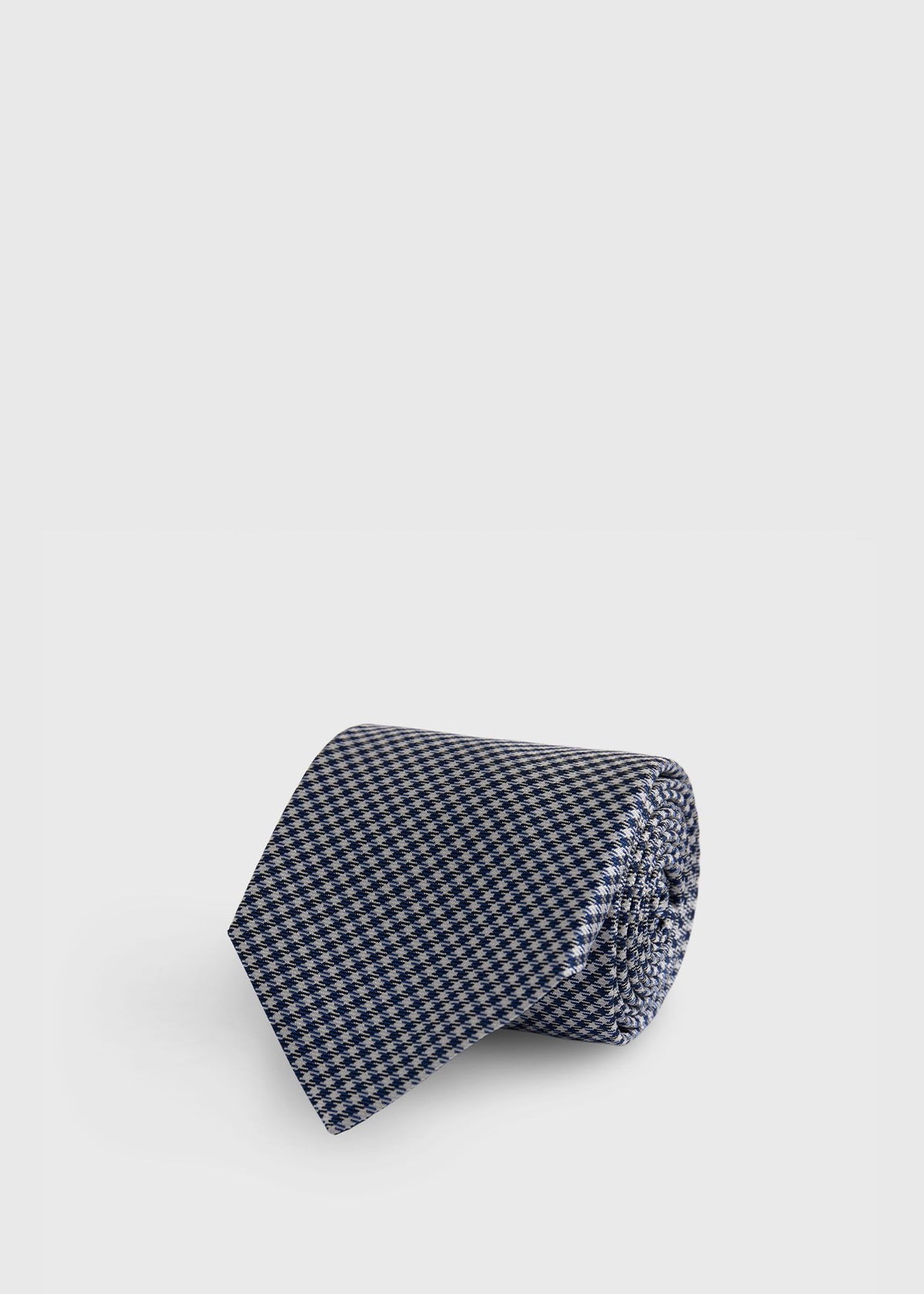 Woven Silk Houndstooth Tie Black - Paul Stuart