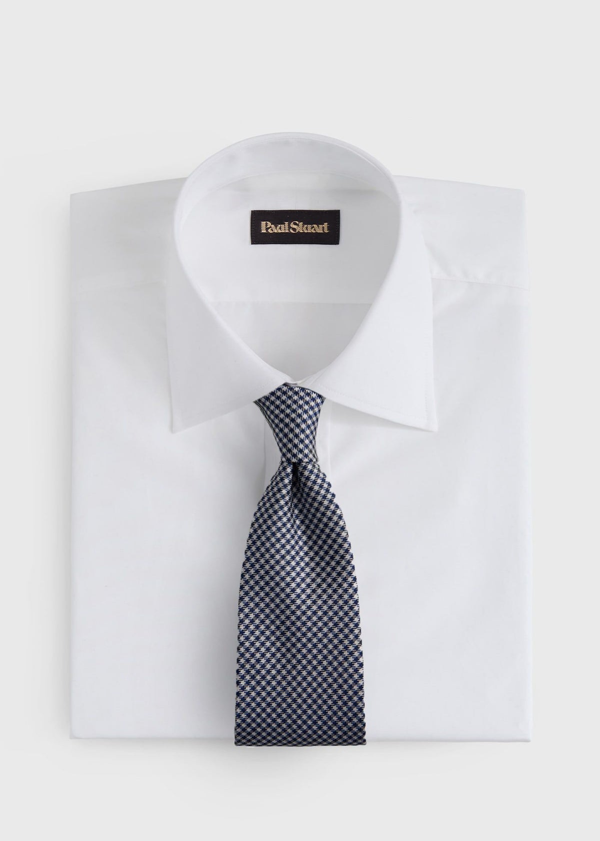 Woven Silk Houndstooth Tie Black - Paul Stuart
