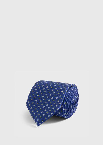 Silk Diamond Medallion Print Tie Green - Paul Stuart