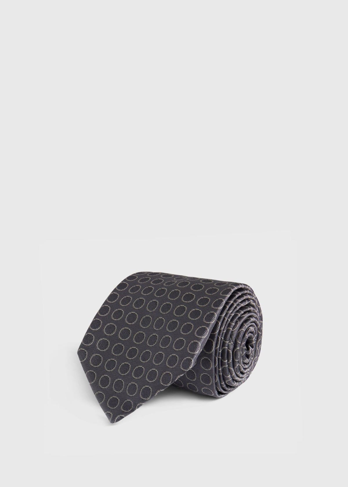 Woven Silk Circles Tie Black - Paul Stuart