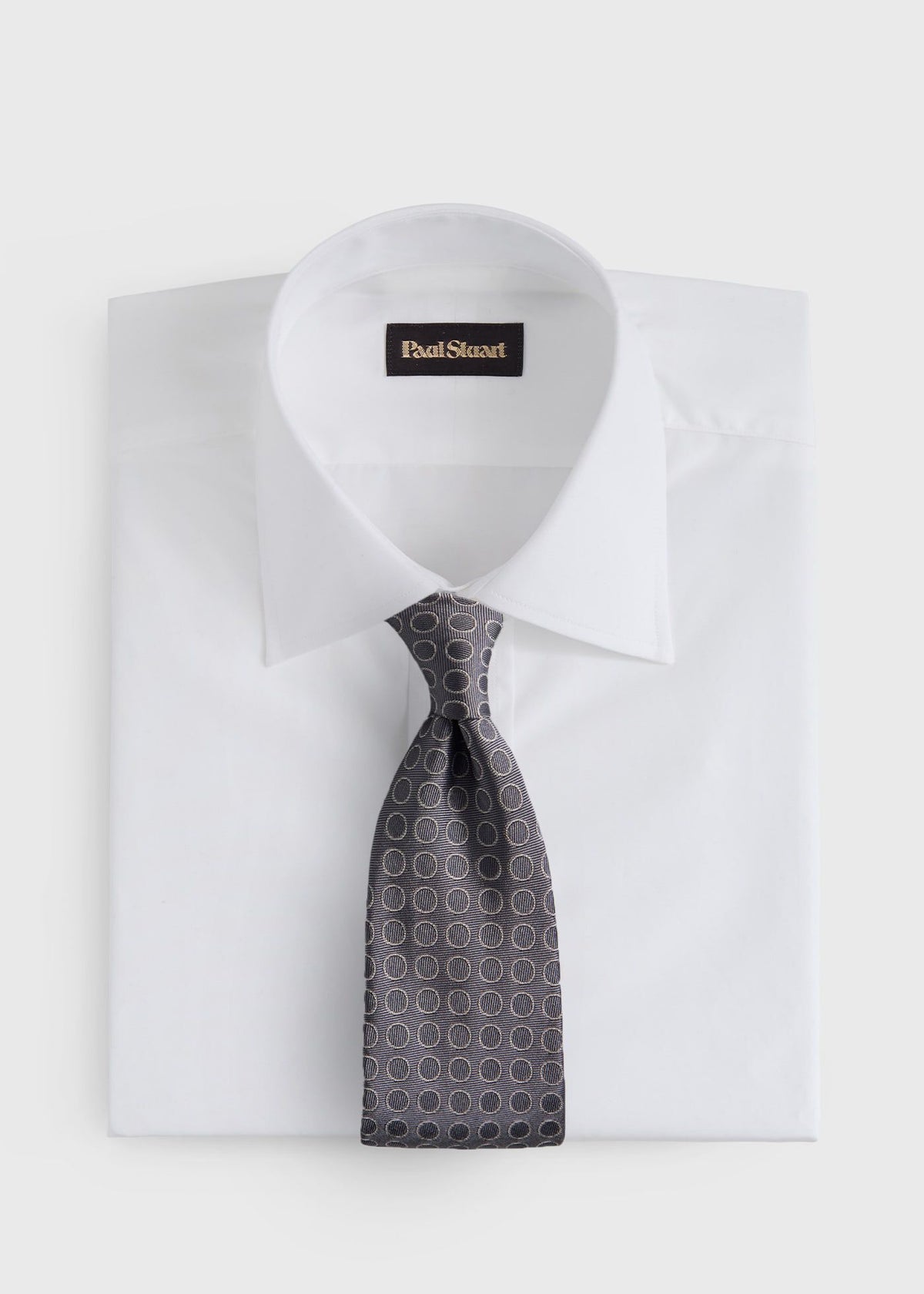 Woven Silk Circles Tie Black - Paul Stuart