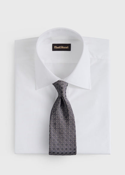 Woven Silk Circles Tie Black - Paul Stuart