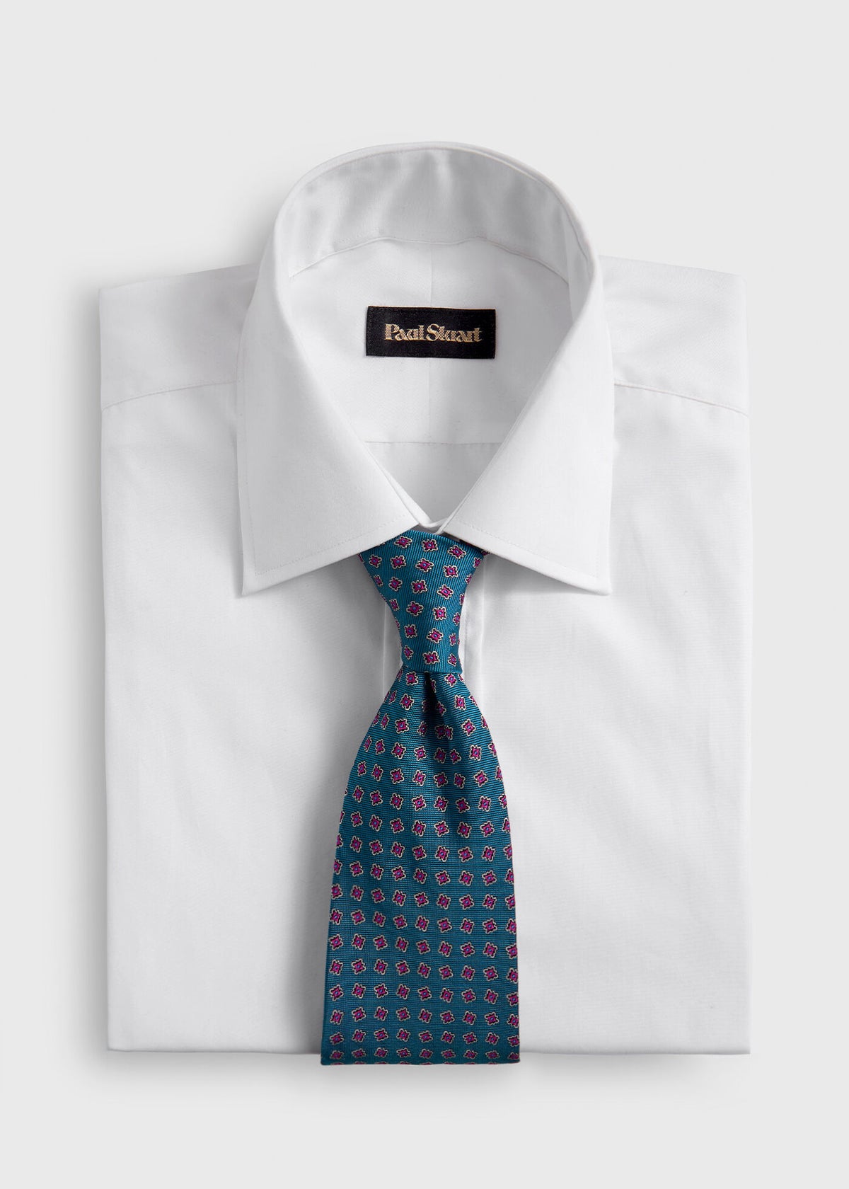 Silk Tile Motif Tie Light Blue - Paul Stuart