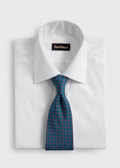 Silk Tile Motif Tie Light Blue - Paul Stuart