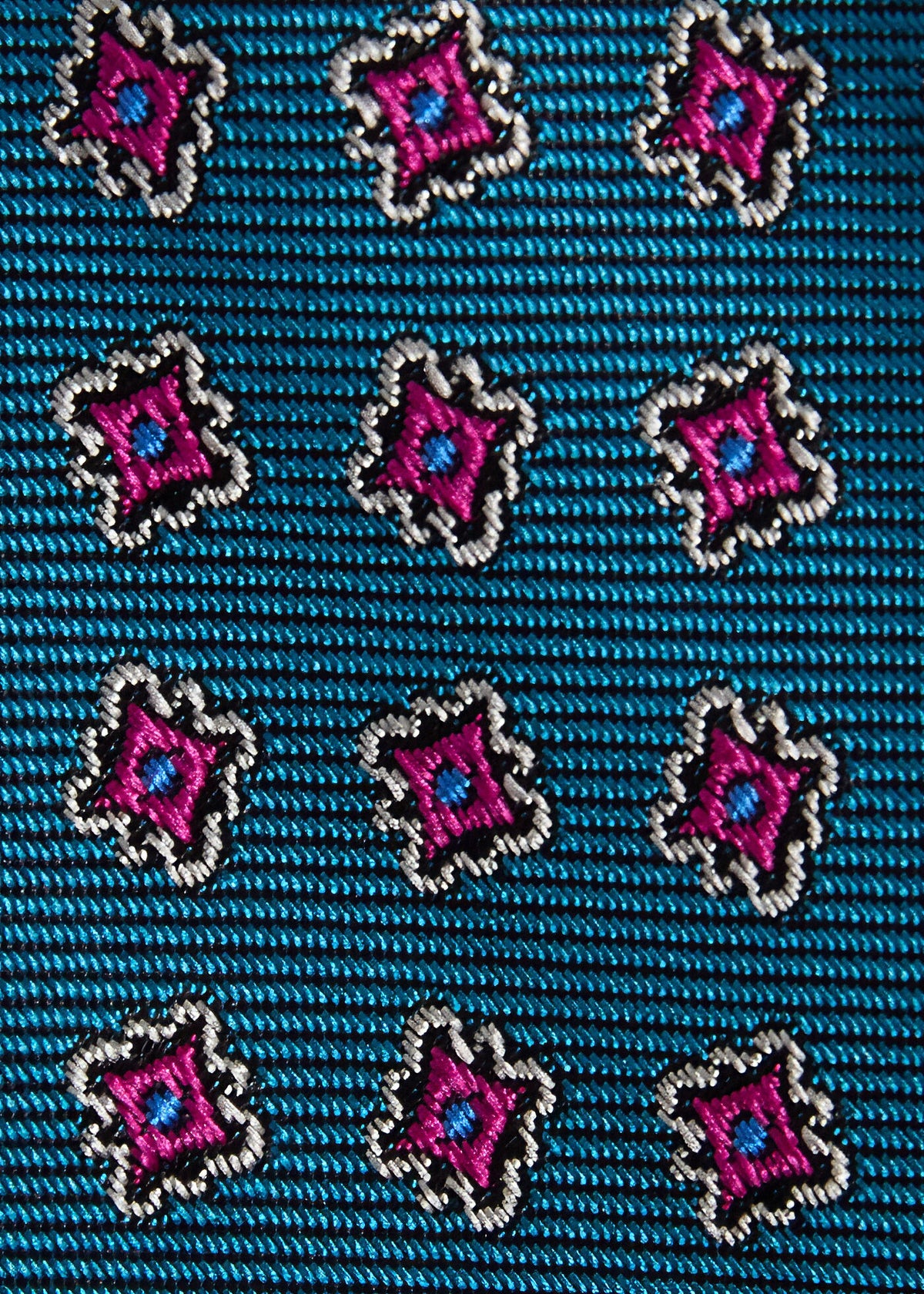 Silk Tile Motif Tie Light Blue - Paul Stuart
