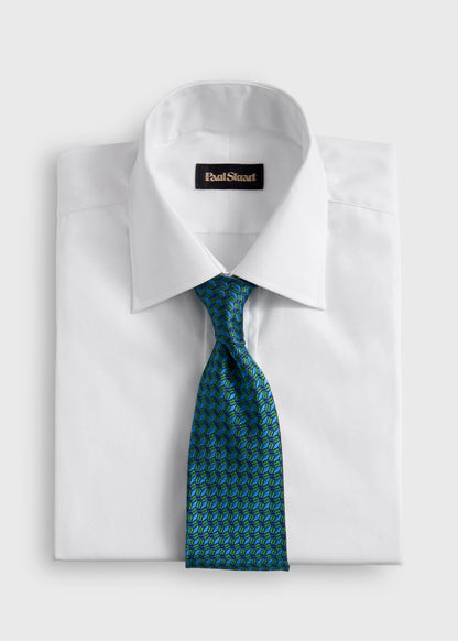 Silk Geometric Interlock Tie Green - Paul Stuart