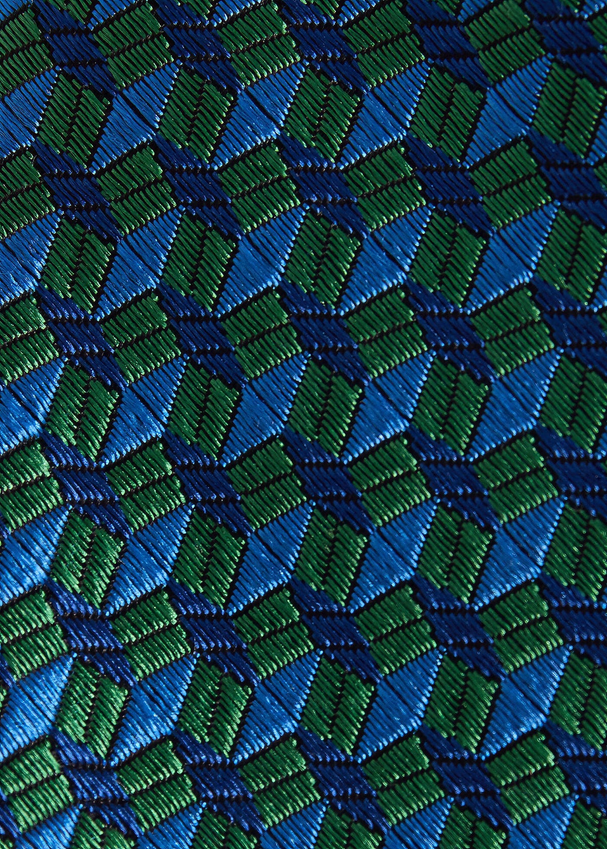 Silk Geometric Interlock Tie Green - Paul Stuart