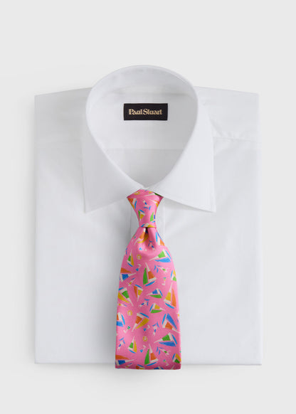 Silk Sailboat Print Tie Navy, unselectable - Paul Stuart
