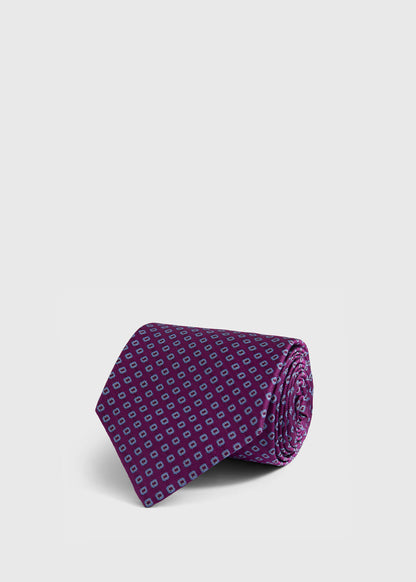 Silk Micro Square Print Tie Light Blue - Paul Stuart