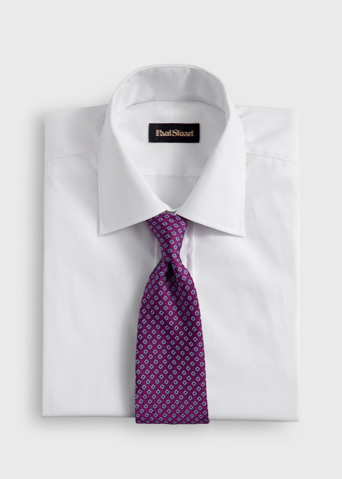 Silk Micro Square Print Tie Light Blue - Paul Stuart