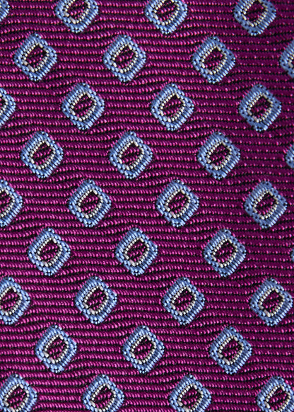 Silk Micro Square Print Tie Light Blue - Paul Stuart