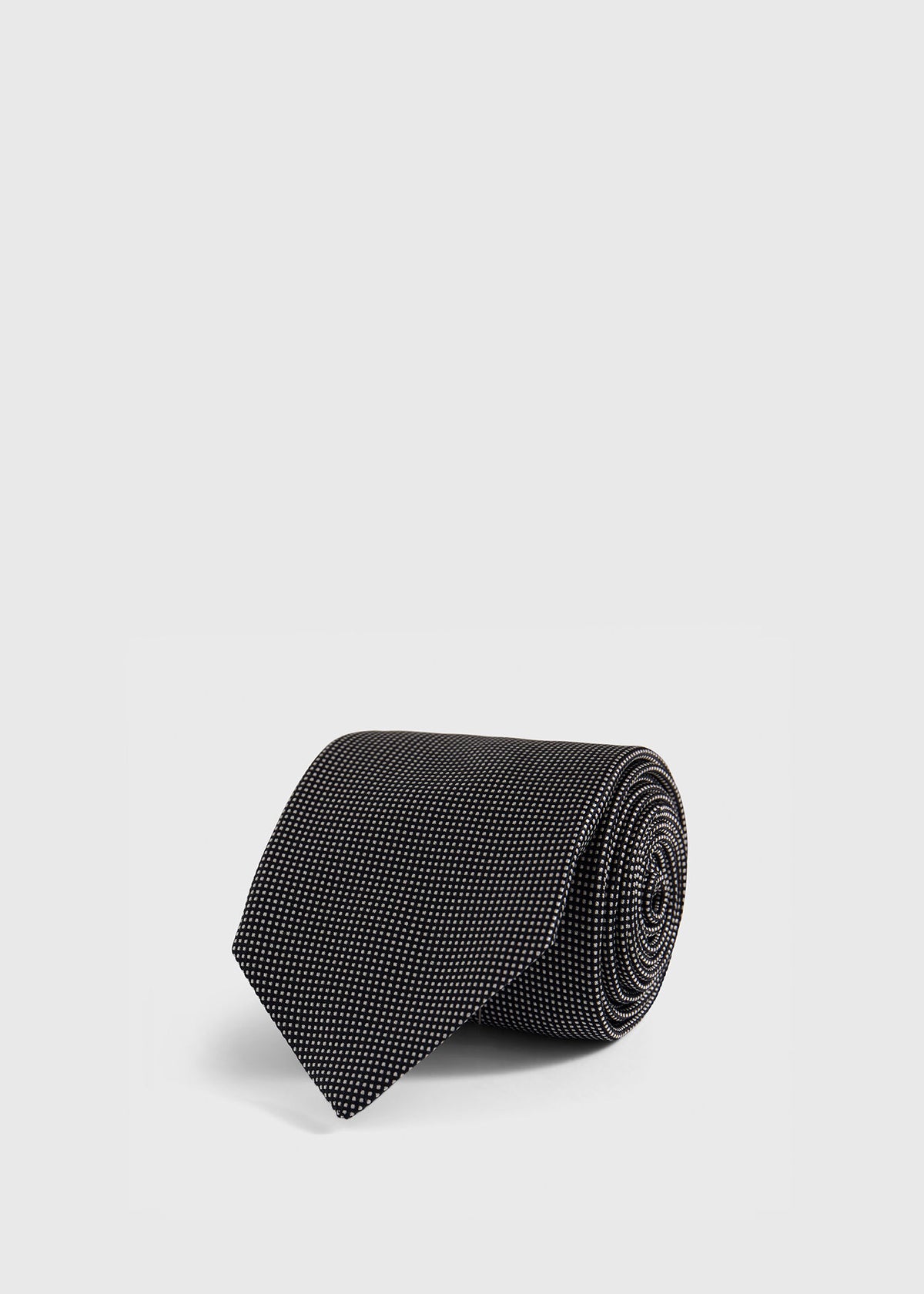 Woven Silk Micro Dot Tie Black - Paul Stuart