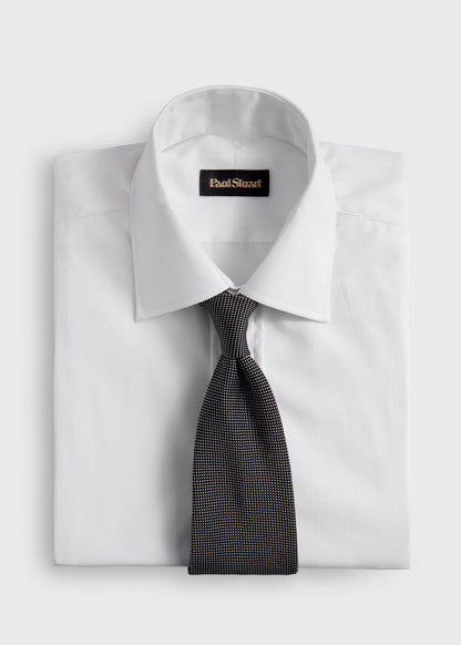 Woven Silk Micro Dot Tie Black - Paul Stuart