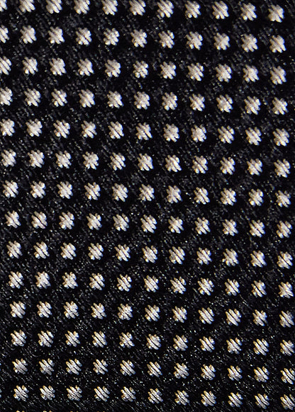Woven Silk Micro Dot Tie Black - Paul Stuart