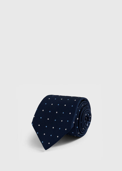 Woven Silk Dot Tie Navy/Lilac - Paul Stuart