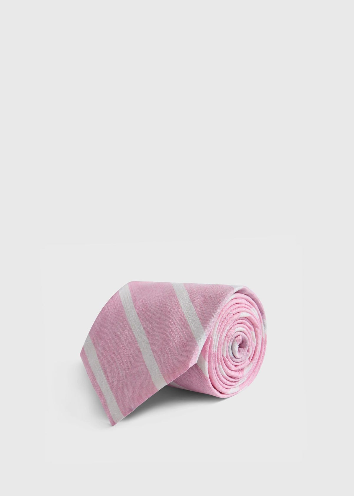 Linen & Cotton Stripe Tie Blue - Paul Stuart