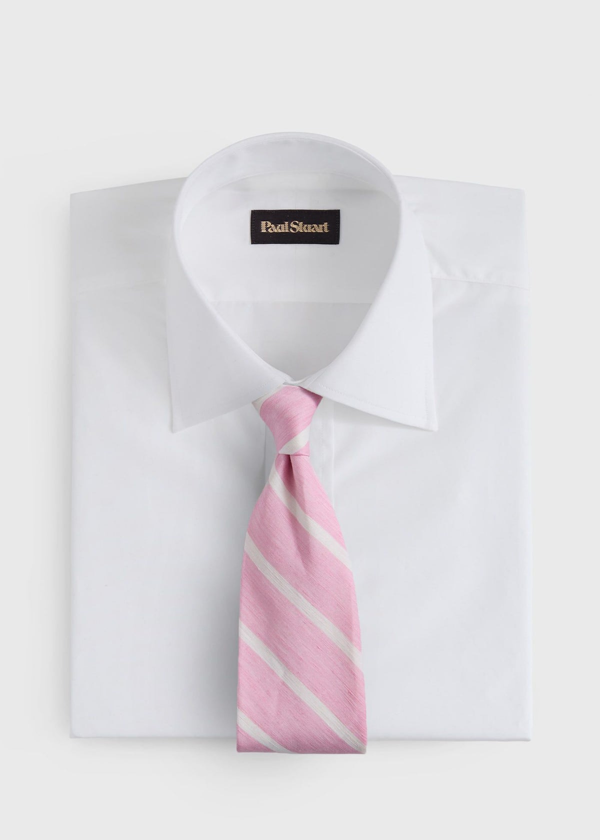 Linen & Cotton Stripe Tie Blue - Paul Stuart