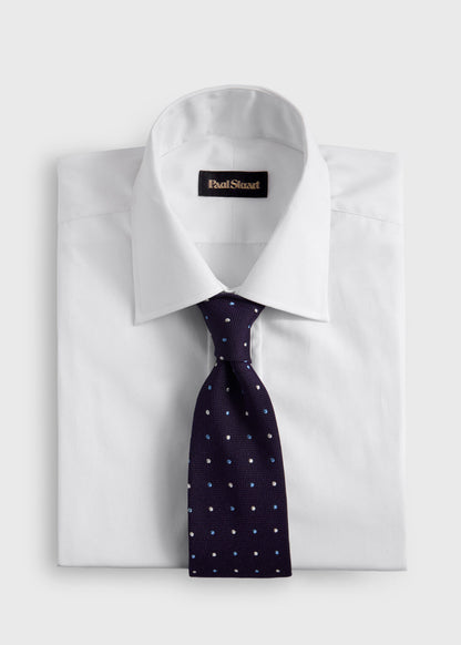 Woven Silk Dot Tie Navy/Lilac - Paul Stuart