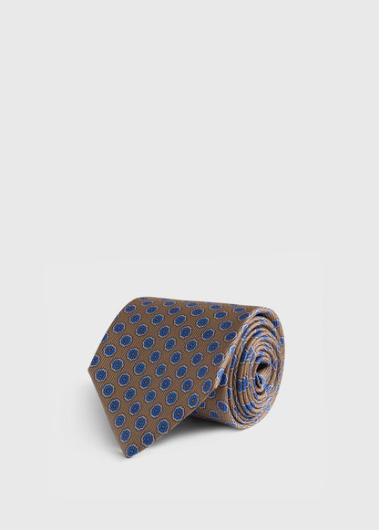 Silk Geometric Rosette Medallion Tie Linen - Paul Stuart