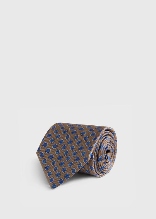 Silk Geometric Rosette Medallion Tie Linen - Paul Stuart