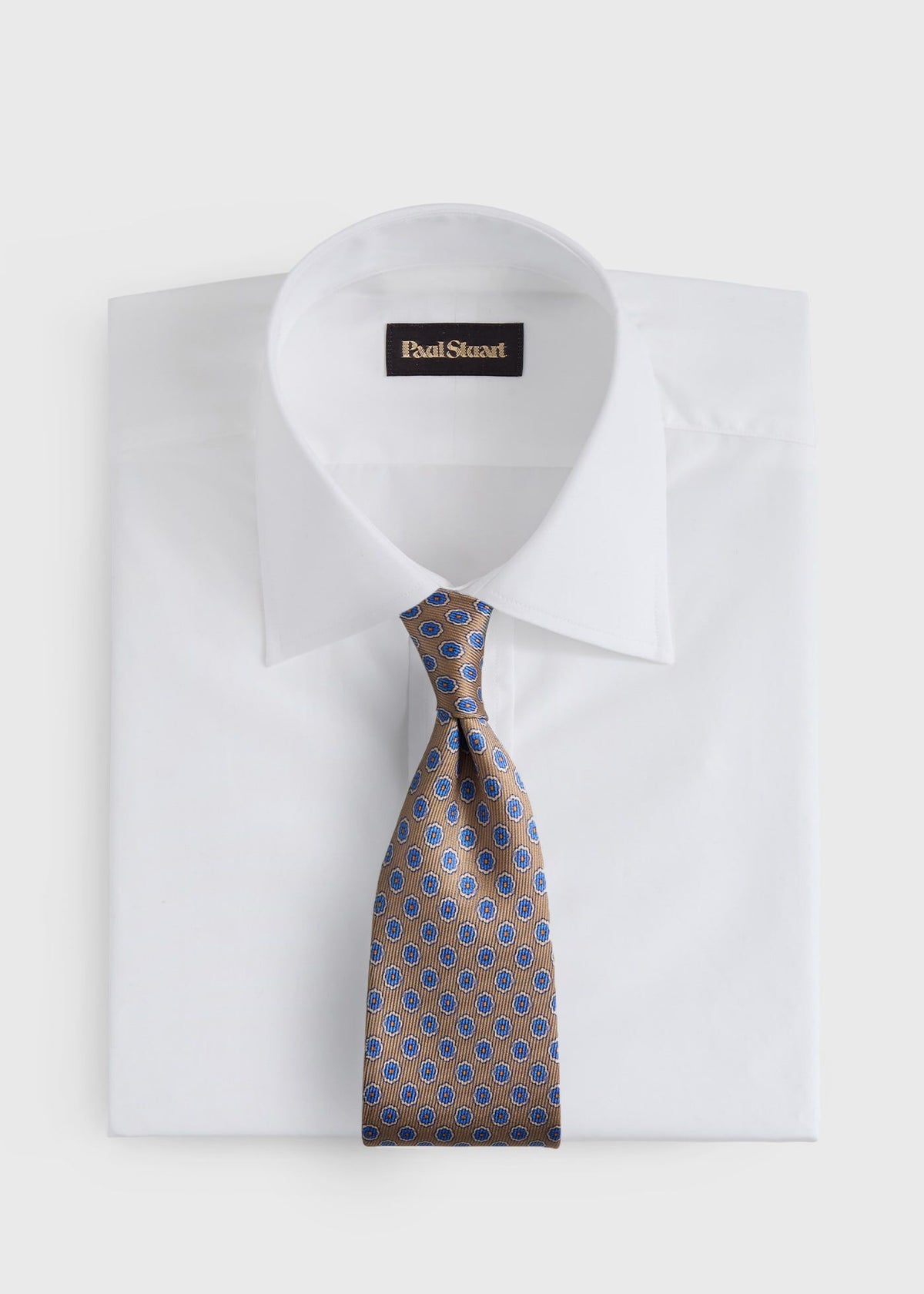 Silk Geometric Rosette Medallion Tie Linen - Paul Stuart