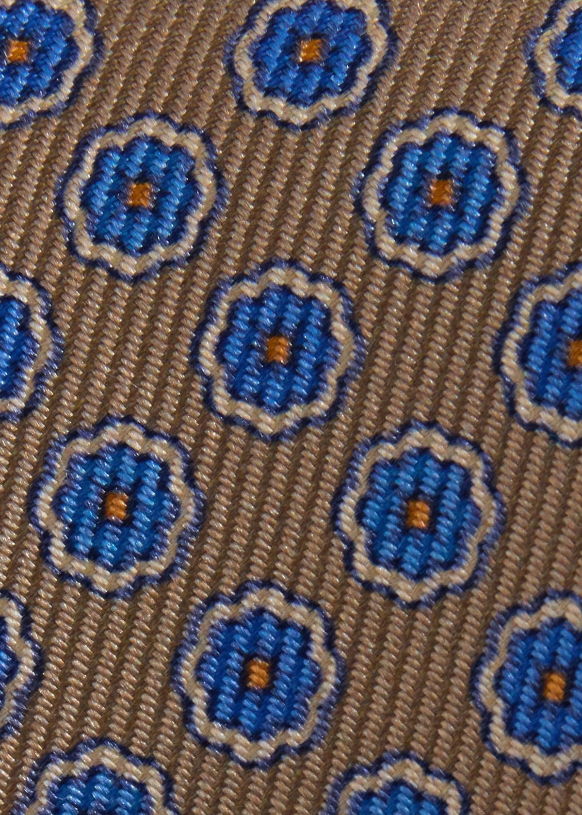 Silk Geometric Rosette Medallion Tie Linen - Paul Stuart