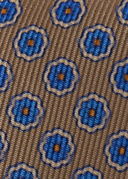 Silk Geometric Rosette Medallion Tie Linen - Paul Stuart
