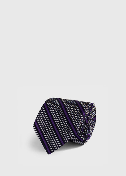 Silk Grenadine Stripe Tie Navy - Paul Stuart