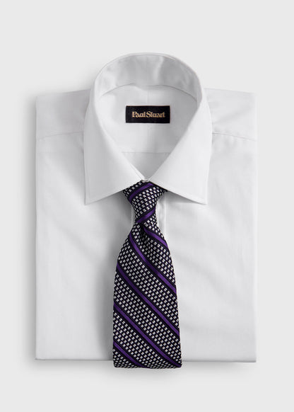 Silk Grenadine Stripe Tie Navy - Paul Stuart