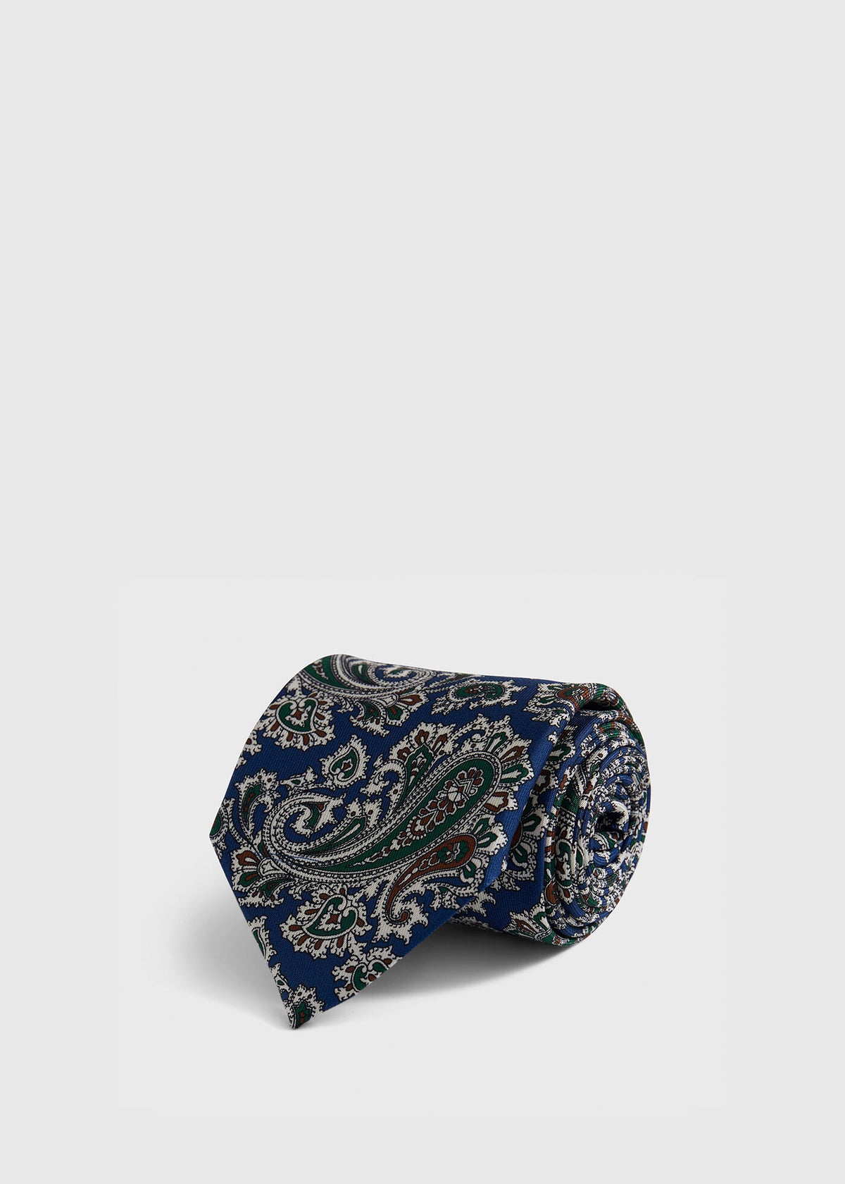 Silk Ornamental Paisley Tie Blue - Paul Stuart