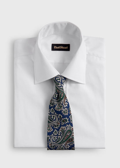 Silk Ornamental Paisley Tie Blue - Paul Stuart