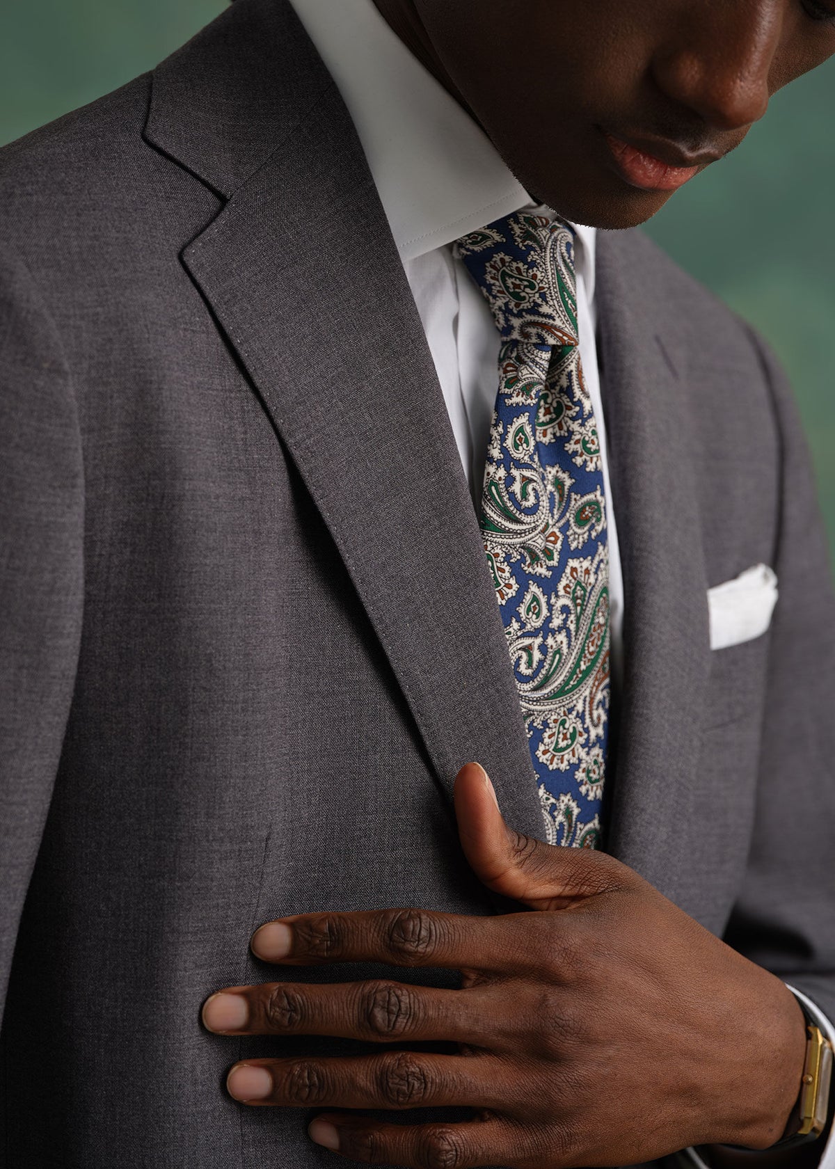 Silk Ornamental Paisley Tie Blue - Paul Stuart