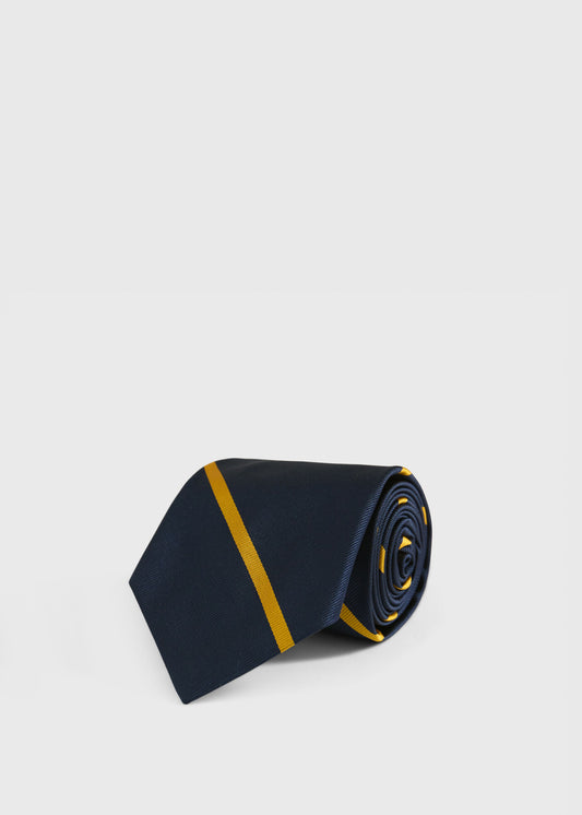 Woven Silk Regimental Stripe Tie Blue/Gold - Paul Stuart