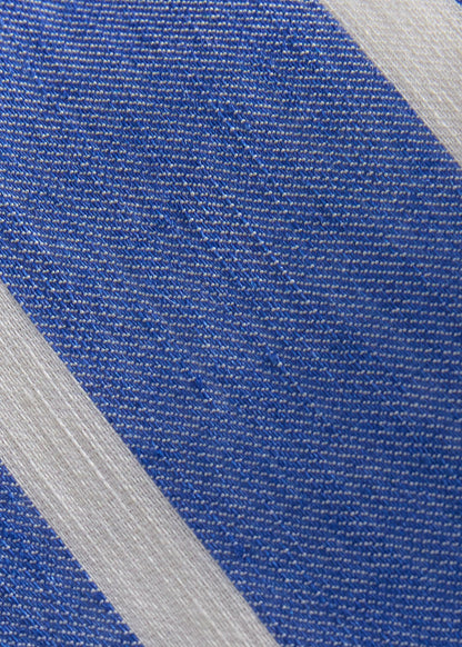Linen & Cotton Stripe Tie Blue - Paul Stuart