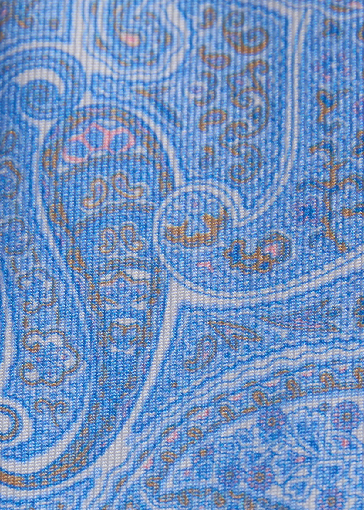 Silk Tonal Paisley Print Tie Blue - Paul Stuart
