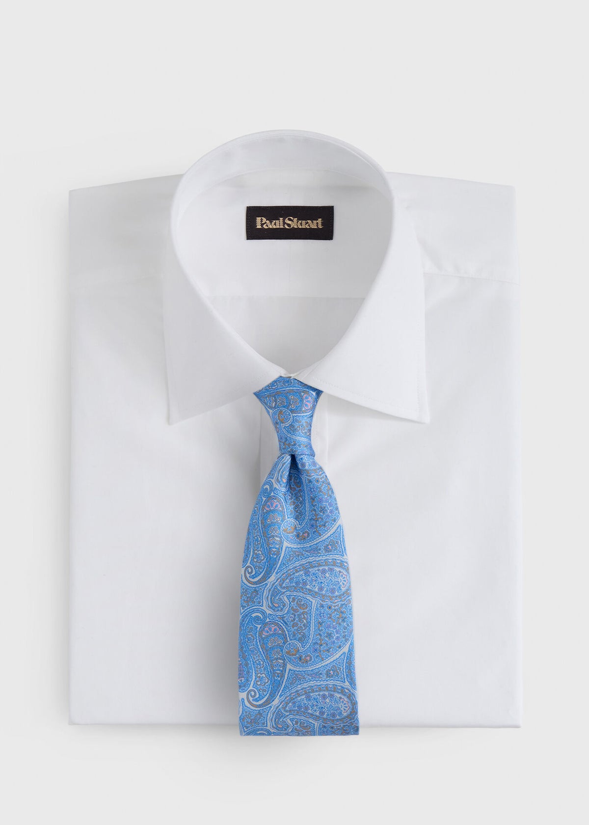 Silk Tonal Paisley Print Tie Blue - Paul Stuart
