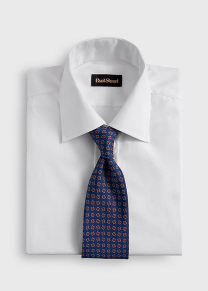 Silk Tile Motif Tie Light Blue - Paul Stuart
