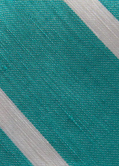 Linen & Cotton Stripe Tie Blue - Paul Stuart