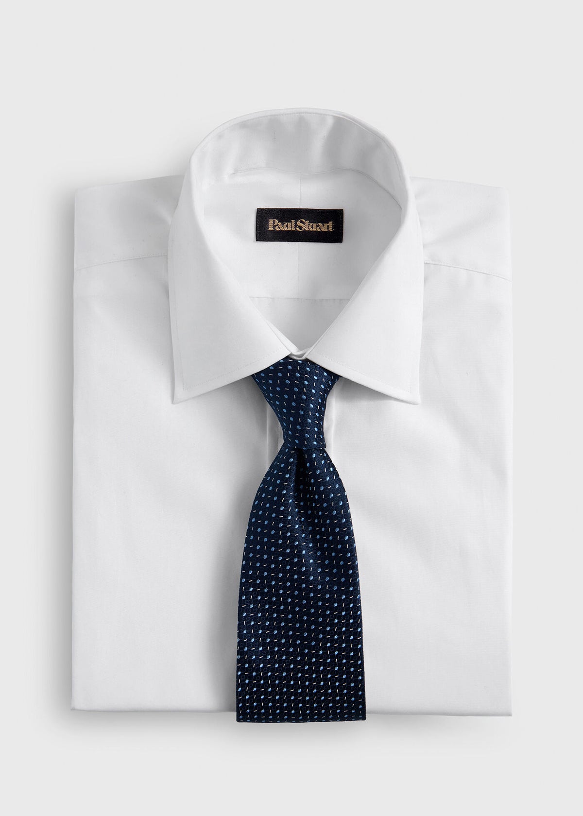 Silk Woven Jacquard Tie NAVY/LT BLUE - Paul Stuart