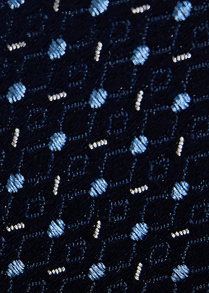 Silk Woven Jacquard Tie NAVY/LT BLUE - Paul Stuart