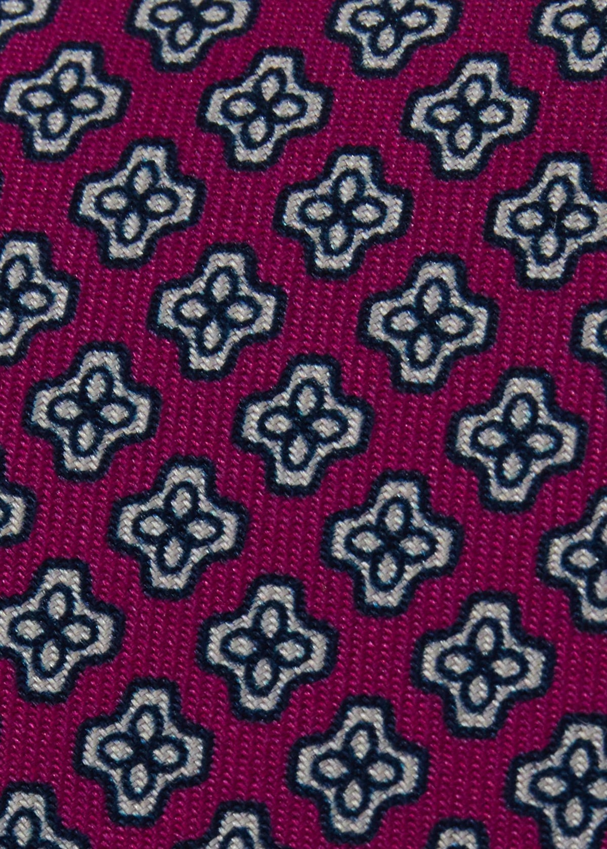 Geometric Clover Silk Tie Magenta - Paul Stuart