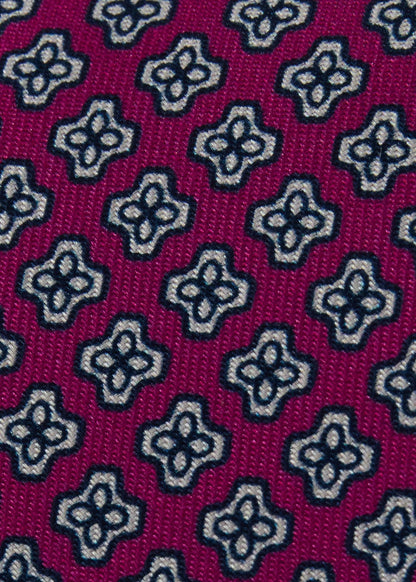 Geometric Clover Silk Tie Magenta - Paul Stuart