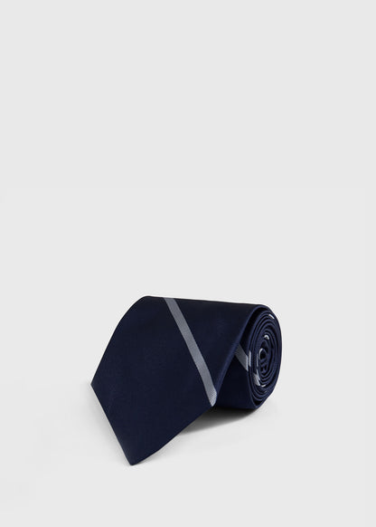 Woven Silk Regimental Stripe Tie Blue/Gold - Paul Stuart